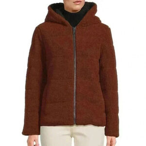 NVLT Berber Puffer Noyer Walnut Jacket XS Fleece Bomber NEW